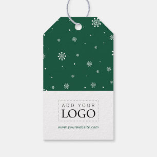 Ljus & Snö Grönt God Jul Företagets Logotyp Presentetikett