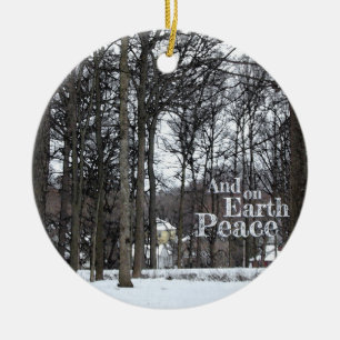 Ljus snö julgransprydnad keramik