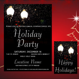 Ljus Snö Silver Black Corporate Julfest Inbjudningar