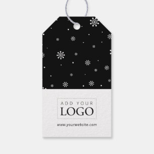 Ljus & Snö Svart God Jul Företagslogotyp Presentetikett