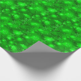 Ljus & snöflingor, grönt - jul presentpapper