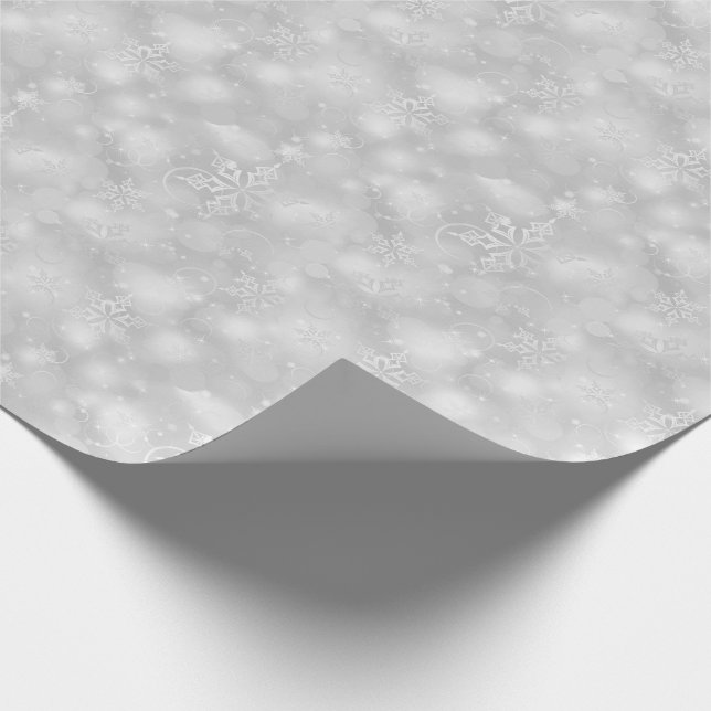 Ljus & snöflingor, silver - jul presentpapper (Hörn)