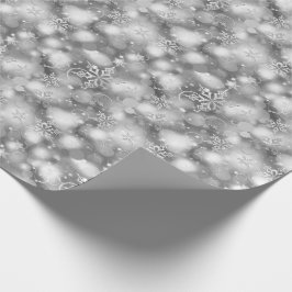 Ljus & snöflingor, silver - jul presentpapper