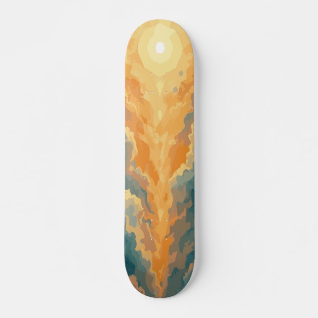 Ljus Sol Bryter Upp Moln Scenisk Design Mini Skateboard Bräda 18,5 Cm (Framsida)