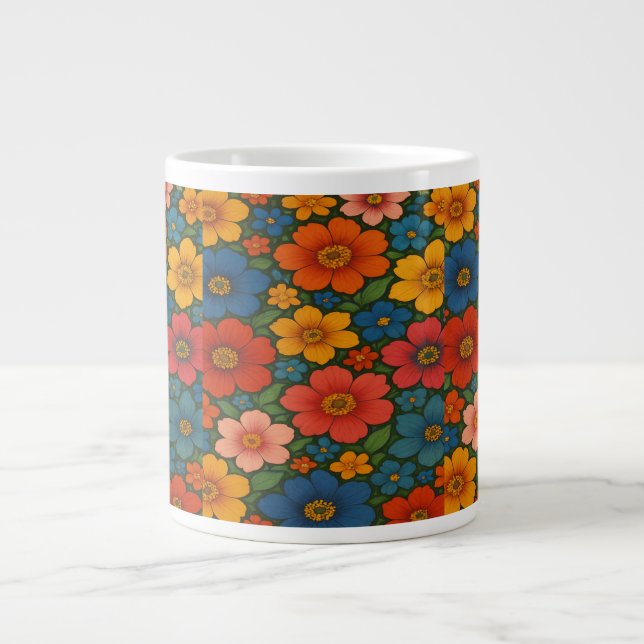 Ljus sömlös vildblommamönster  jumbo mugg (Framsidan)