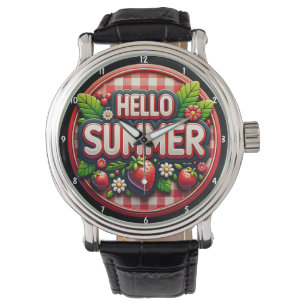 Ljus sommar färska jordgubbar festlig säsong  armbandsur