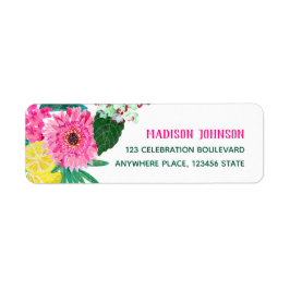 Ljus sommarblomma & frukt trädgårdsfest returadress etikett