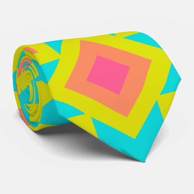 Ljus sommarfärg geometrisk mönster  slips (Rullad)