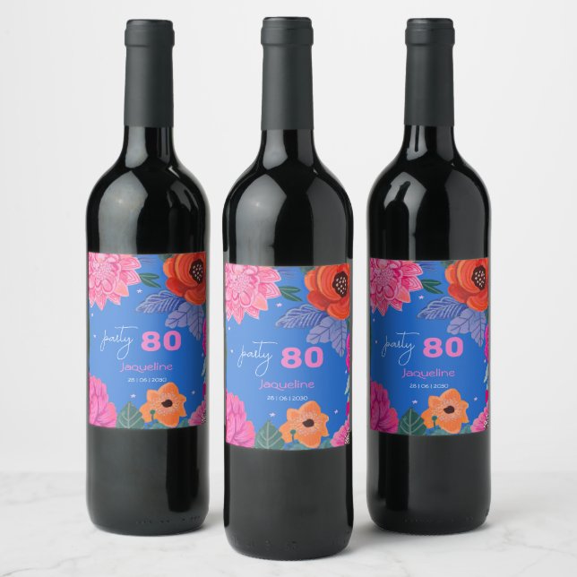 Ljus sommarfödelsedagsfest för vildblomma vinflaska etikett (Flaskor)