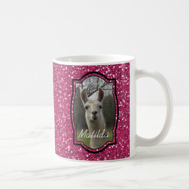 Ljus SparklingLlama för N i shock rosa Kaffemugg (Höger)