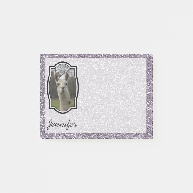 Ljus SparklingLlama för N i Smokey lavendel Post-it Block (Framsida)