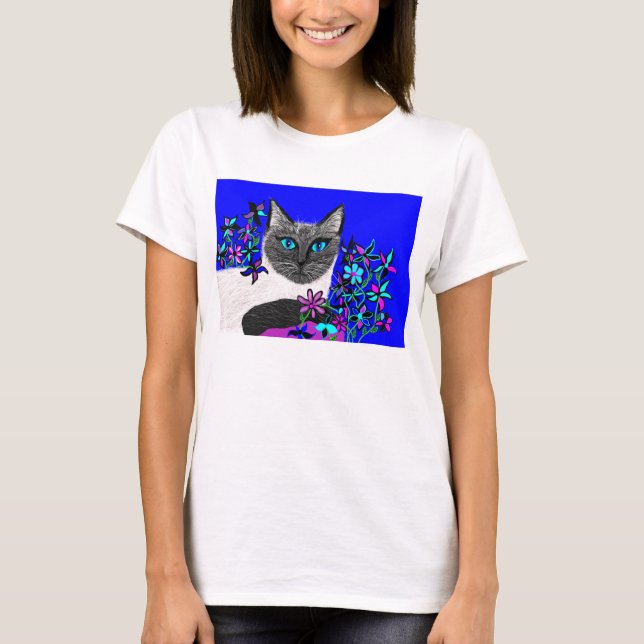 ljus specificerad handpainted kattskjorta tee (Framsida)