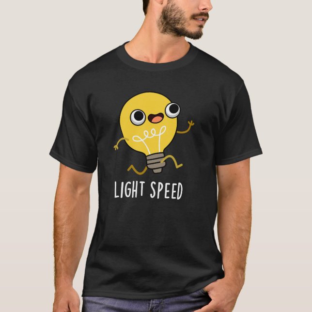 Ljus Speed Funny Running Bulb Pun Mörk BG T Shirt (Framsida)
