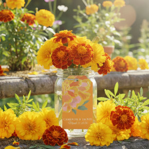 Ljus Tagetes Sommar Bröllop Presentetikett