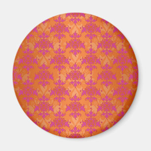 Ljus Tangerine Tango Damast Orange Rosa Magnet