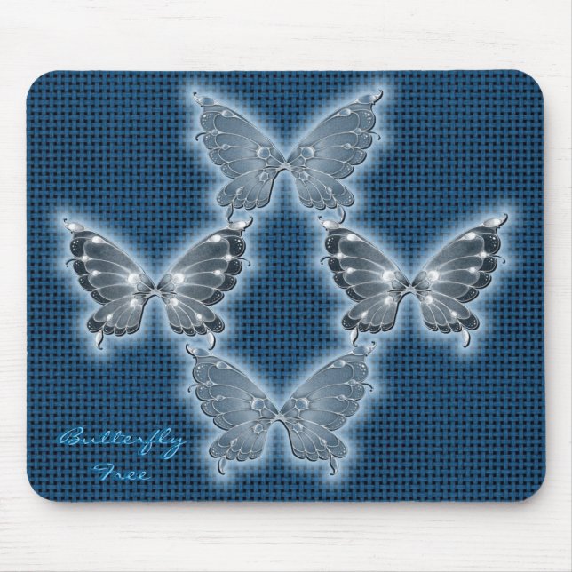 Ljus Teal Butterfly Mönster Mouse Pad Musmatta (Framsidan)