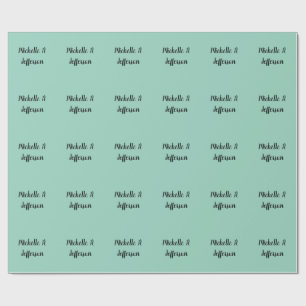 Ljus Teal Handskrift Kreativt Trendigt Namn Presentpapper