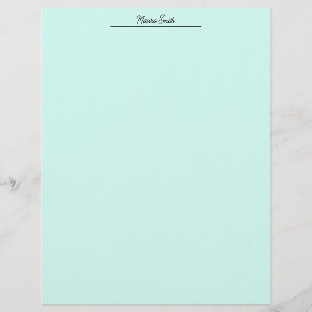 Ljus Teal minimalist, eget namn Brevhuvud (Framsida)