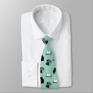 Ljus Teal Modern Bokälskare Bokmönster Slips
