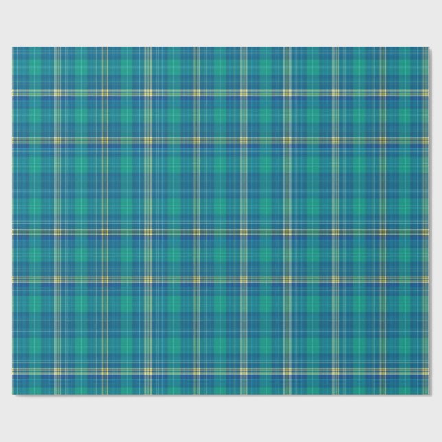 Ljus Teal och Mariner Rutig Presentpapper (Platt)