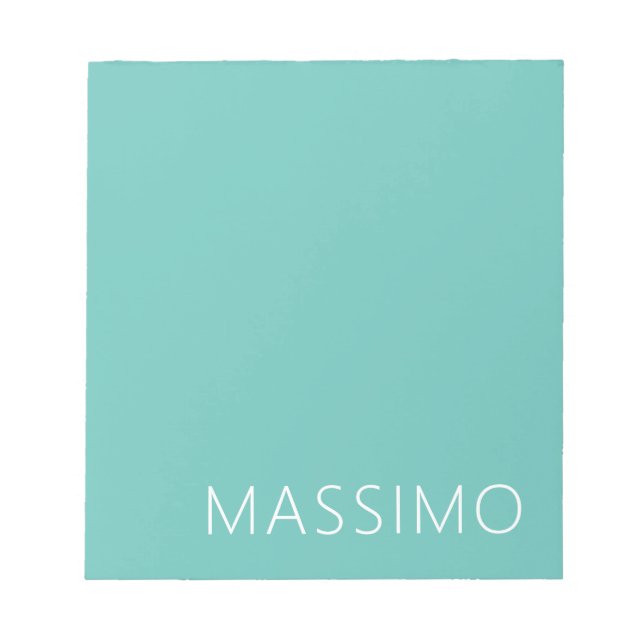 Ljus Teal Trendig Modern Minimalistisk Chic Namn Anteckningsblock (Framsida)