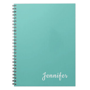 Ljus Teal Trendig Modern Minimalistisk Chic Namn Anteckningsbok