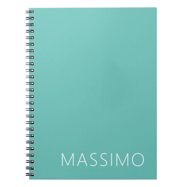 Ljus Teal Trendig Modern Minimalistisk Chic Namn Anteckningsbok (Framsidan)