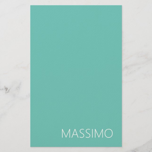 Ljus Teal Trendig Modern Minimalistisk Chic Namn Brevpapper (Framsida)
