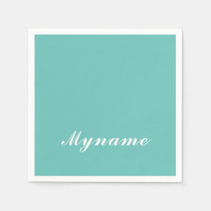 Ljus Teal Trendig Modern Minimalistisk Chic Namn Pappersservett