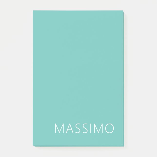 Ljus Teal Trendig Modern Minimalistisk Chic Namn Post-it Block (Framsida)