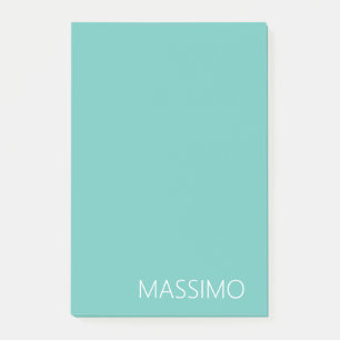 Ljus Teal Trendig Modern Minimalistisk Chic Namn Post-it Block