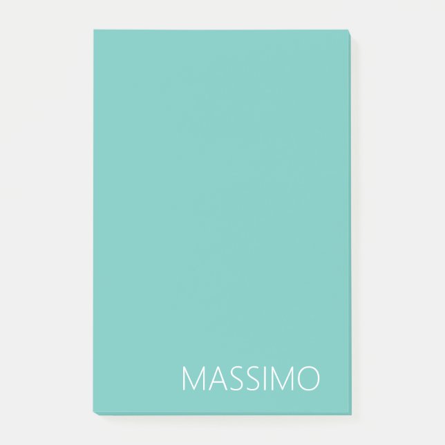 Ljus Teal Trendig Modern Minimalistisk Chic Namn Post-it Block (Framsida)