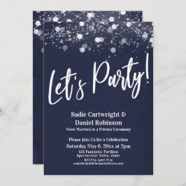 Ljus Texturerad Låt oss festa Marinblå Endast mott Inbjudningar