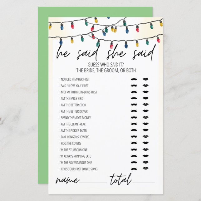 Ljus Themsen sa att hon sa Möhippa Game (Fram/baksida)