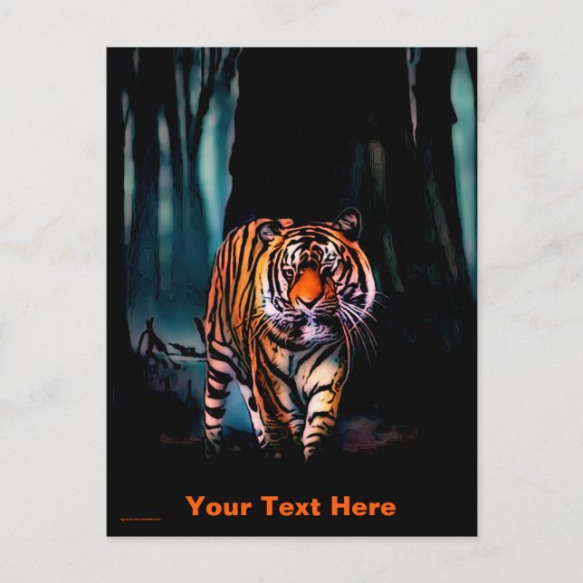 Ljus Tiger Mörk Skog Vykort (Framsida)