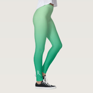 Ljus till mörk grön gradient med elegant monogram leggings