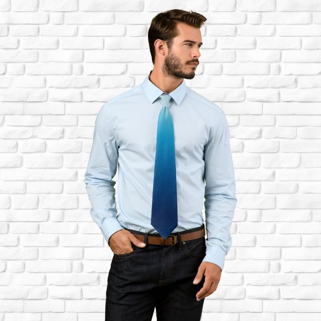 Ljus till mörk Oceanblå Ombre Slips (Light to Dark Ocean Blue Ombre Neck Tie)