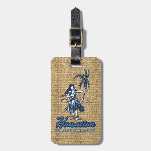 Ljus Tradewinds hawaiansk öHula flicka Bagagebricka (Vertikal Framsida)