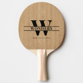 Ljus trägrain anpassad monogram pingisracket