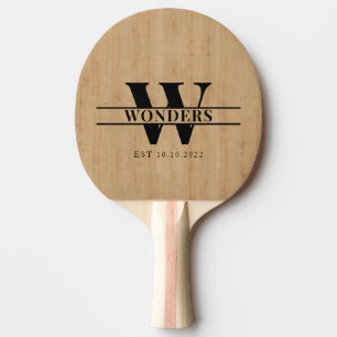 Ljus trägrain anpassad monogram pingisracket