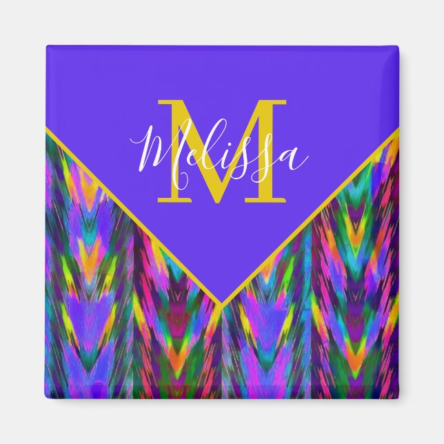 Ljus tribal-chevron personlig magnet (Framsidan)