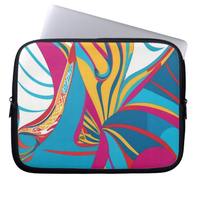 Ljus tropisk batikfusion Abstrakt löv  Laptop Fodral (Framsidan)