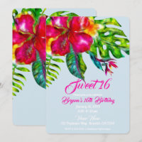 Ljus tropisk blom- Hibiskus & blad Sweet 16