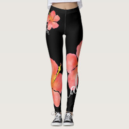 Ljus, tropisk blomster-aloha-hibiskus-legginningar leggings