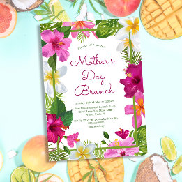 Ljus tropisk blomsterprakt Levande morsdagsbrunch Inbjudningar
