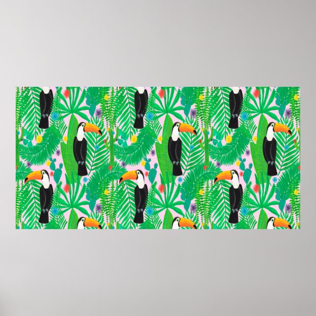 Ljus tropiska sömlös hand plockade mönster med t poster (Framsidan)