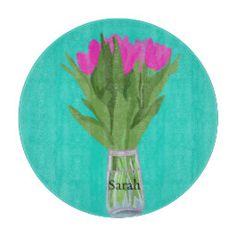 Ljus Tulip Flower Modern Illustration + Namn