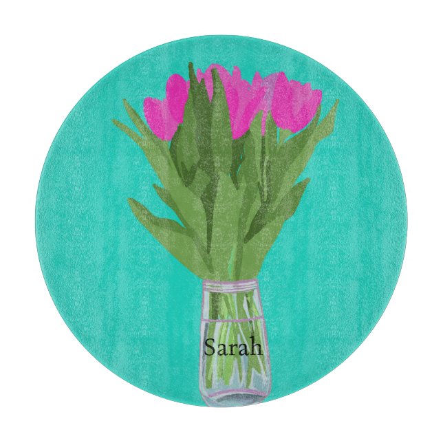 Ljus Tulip Flower Modern Illustration + Namn (Framsidan)