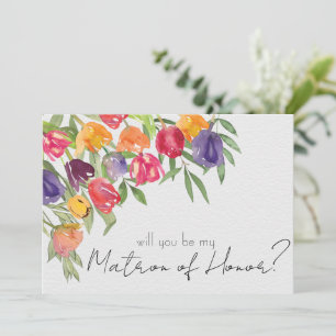 Ljus tulpan och grönska Matron of Honor Inbjudningar