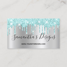 Ljus Turkos Glitterdropp Silver Ombre